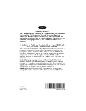 2014 Lincoln MKZ Hybrid Owner Manual Supplement